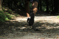 Trail running closeup